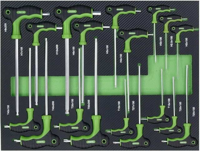 TrutzHolm Profi Werkstattwagen Einlage mit 18 Torx T Griff Inbusschlüsseln aus grünem Schaumstoff, B/T/H: 51,5 x 39,5 x 4,0 cm - Bild 1
