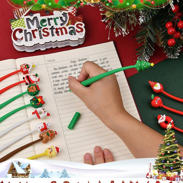 FunStationery Cartoon Weihnachten Gelstift mit weichem Silikon-Shell und 3D-Kopf, 0,5mm, Mehrfarbig - Bild 1