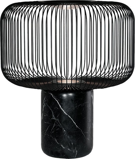B.Lux Keshi T50 LED-Tischleuchte in Schwarz mit Marmor- und Metallelementen, dimmbar, Warmweiß - Bild 1