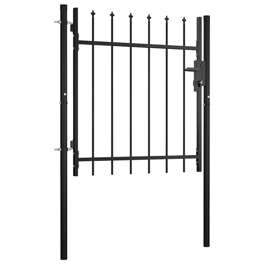 vidaXL Zauntor mit Speerspitzen aus Stahl in Schwarz, B: 100 cm, H: 75 cm - Bild 2