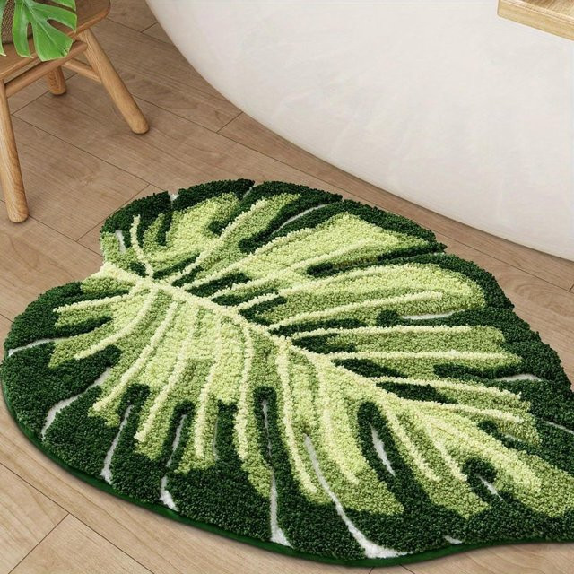 WTEMPO Bodenmatte aus Imitations-Kaschmir in Laubgrün, rutschfest und saugfähig, B/T: 80 x 50 cm - Bild 1