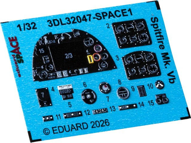 Eduard Space Series Supermarine Spitfire Innenraum 3D-Abziehbild Ätzteile Set 1/32 - Bild 1