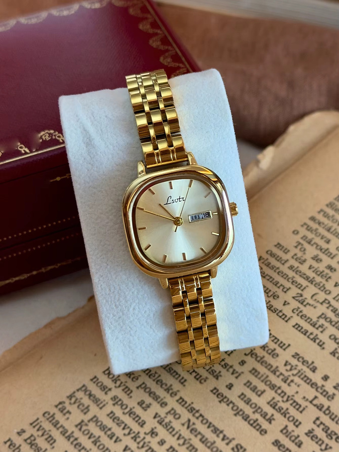 LSVTR Armbanduhr, Gold, Edelstahl, Eckig, Quarz, Datum, Damen - Bild 3