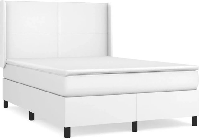 vidaXL Boxspringbett mit Matratze in Weiß aus Kunstleder mit Taschenfederkern - Bild 1