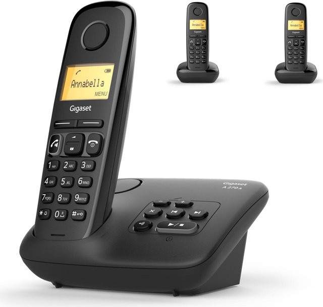 Gigaset A270A Trio Schnurloses DECT-Telefon mit Anrufbeantworter und Freisprecheinrichtung in Schwarz - Bild 2