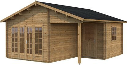 Palmako Irene Blockbohlenhaus aus Fichtenholz in Braun mit Satteldach und Boden B/H/T: 530 x 321 x 550 cm - Bild 2