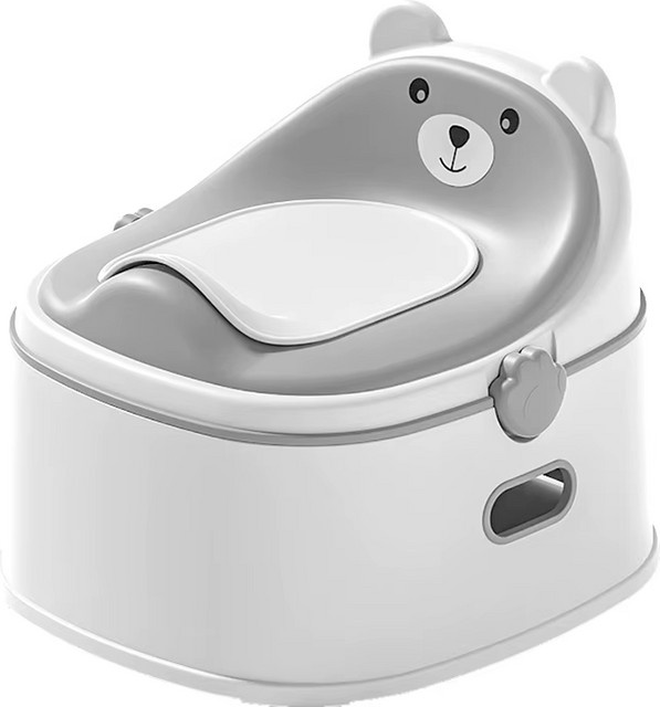 3-in-1 Töpfchentraining für Jungen und Mädchen mit tragbarem Toilettensitz und rutschfestem Kleinkind-Tritthocker in Grau und Weiß - Bild 1