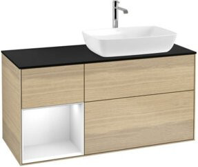 V&B Waschtischunterschrank Finion in Weiß lackiert mit Eichenregal, Breite: 120 cm, Tiefe: 50,1 cm, Höhe: 50,1 cm - Bild 1
