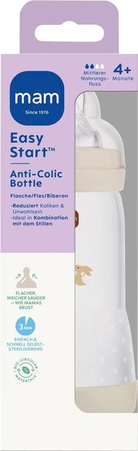 MAM Babyflasche Easy Start matt mit Anti-Kolik-Ventil, 320 ml, Beige/Weiß - Bild 1