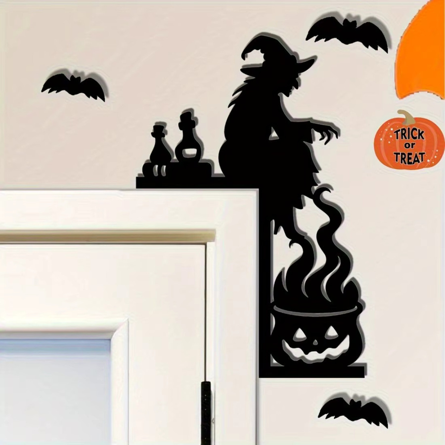 CIFBUY Halloween Hexe Wandskulptur aus Metall in Schwarz im Vintage-Kessel-Design - Bild 3