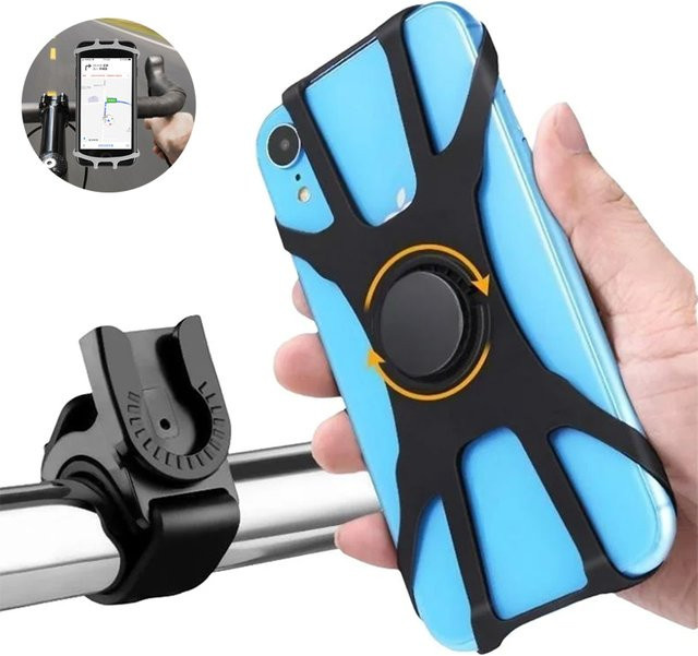 Universelle 360 Grad Handyhalterung für Fahrrad, Motorrad und Kinderwagen in Schwarz, passend für Smartphones von 10,2 cm bis 17,8 cm - Bild 1