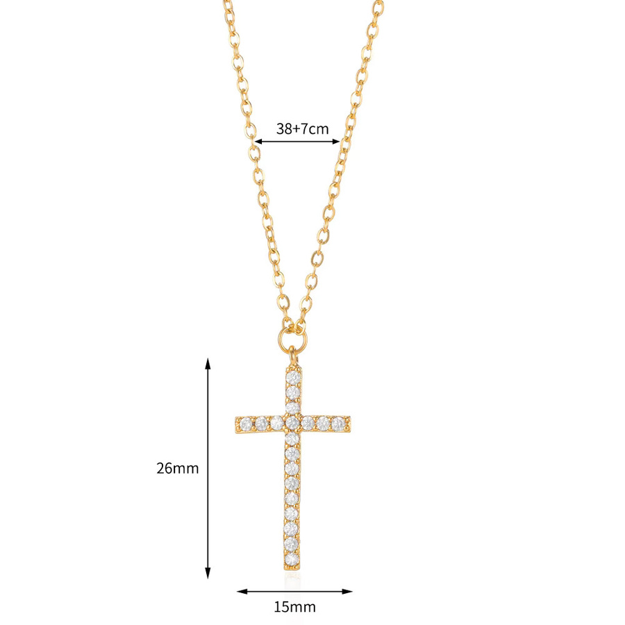ETCAVCE Halskette mit Kreuz Anhänger, Edelstahl, Zirkonia, Gold, Unisex - Bild 2