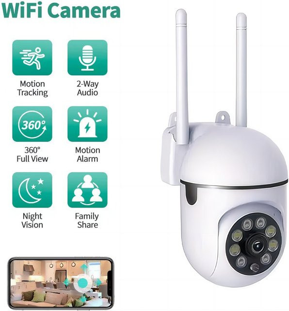 Dolob 8MP WLAN IP PTZ Sicherheitskamera mit 4-fach Zoom, Tracking-Funktion, Zwei-Wege-Audio und HD Nachtsicht in Weiß - Bild 1