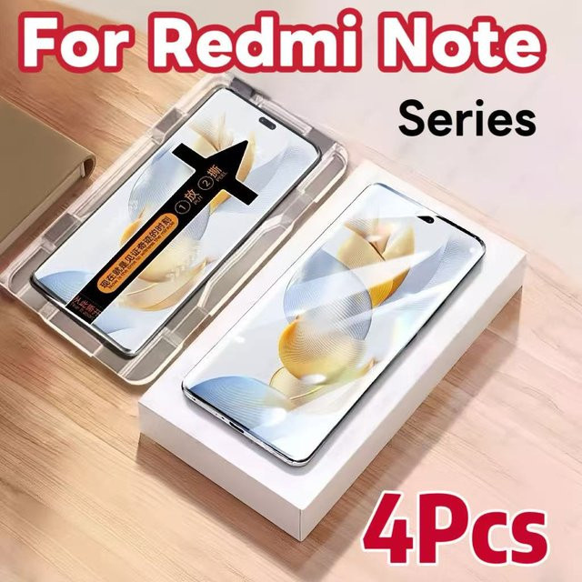4 Stück Xiaomi Displayschutzfolien aus gehärtetem Glas für Redmi Note 15 14 13, transparent - Bild 1