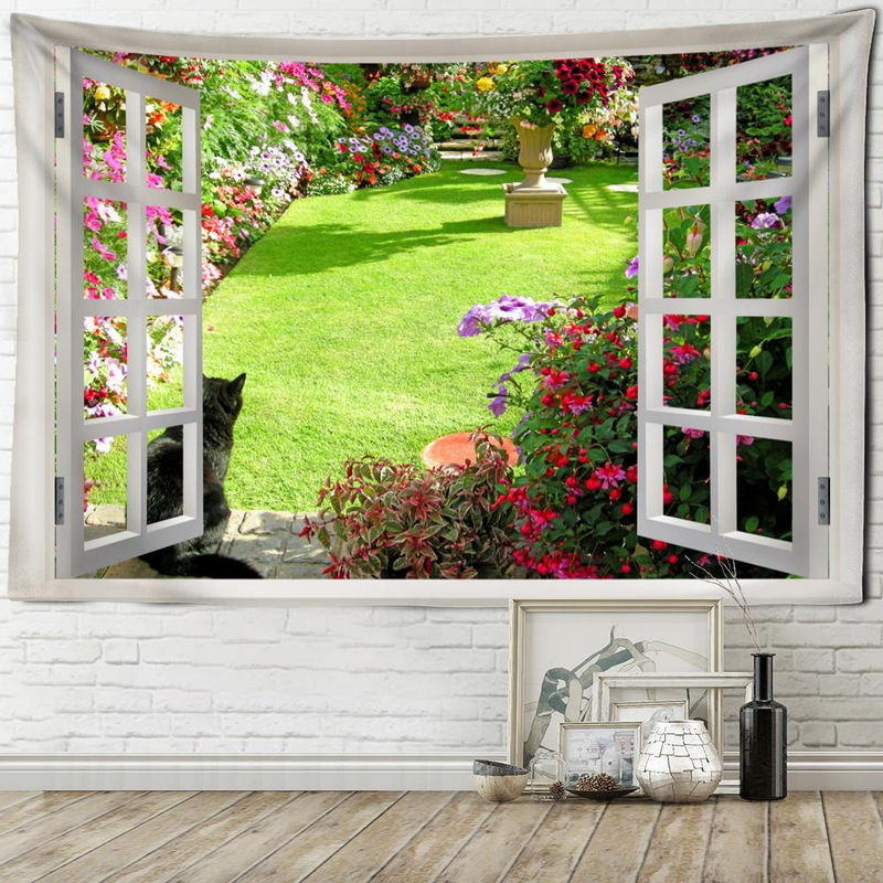 Super Six Wandtapet mit psychedelischem Engel und Meeresmotiv, Bohemian Wanddeko in Mehrfarbig, B: 150 cm, H: 130 cm - Bild 1