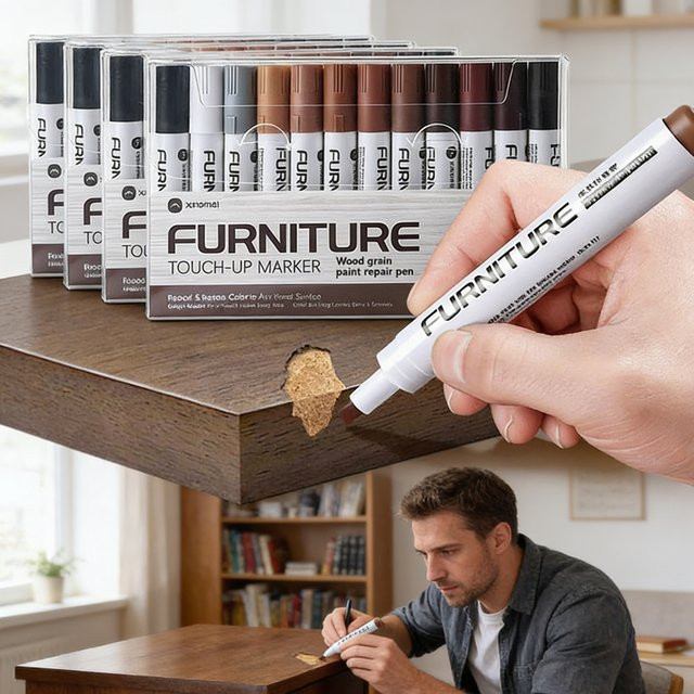 6- bis 12-teiliges Möbel-Reparaturmarker-Set in Mehrfarben zur Kratzerentfernung und Farbauffrischung für Holzmöbel - Bild 1