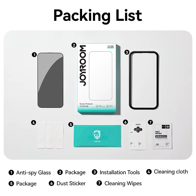 Joyroom Anti-Spy Blickschutzfolie aus gehärtetem Glas für iPhone 17 Pro Max, iPhone 17 Pro und iPhone 17 Air, transparent - Bild 5