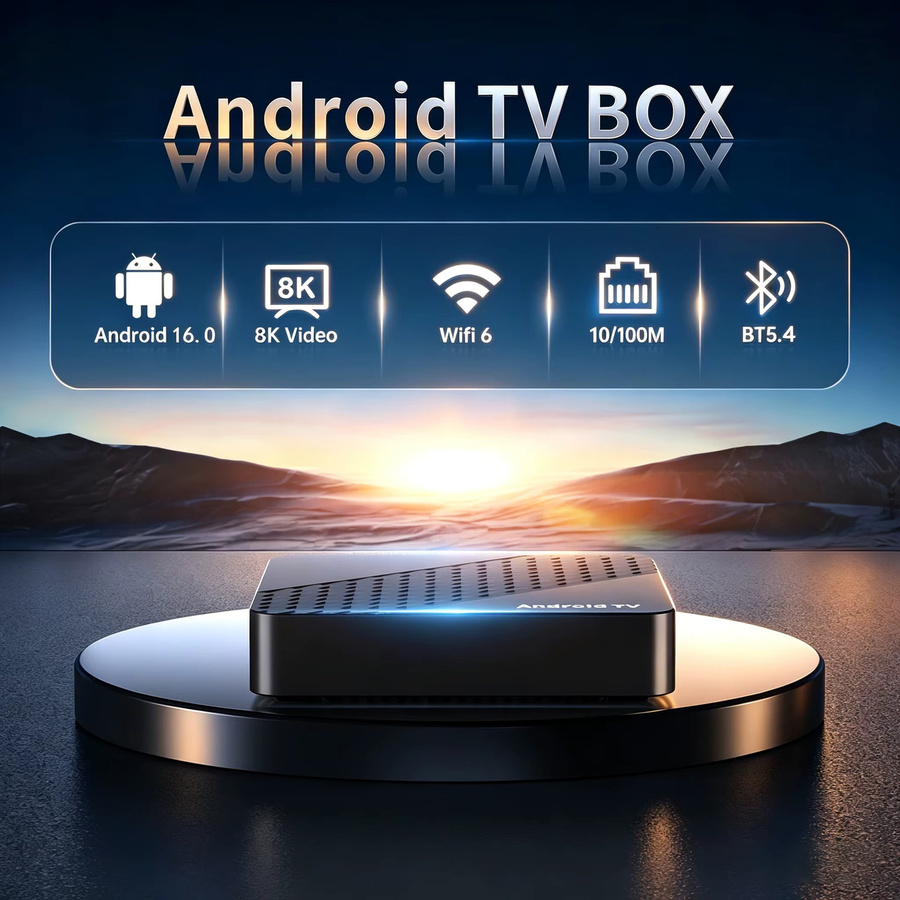 Smart TV Box Android 16 Media Streamer mit Rockchip RK3518, 8K Video, Google Assistant und Dual WLAN 5G/WLAN6, Schwarz - Bild 3