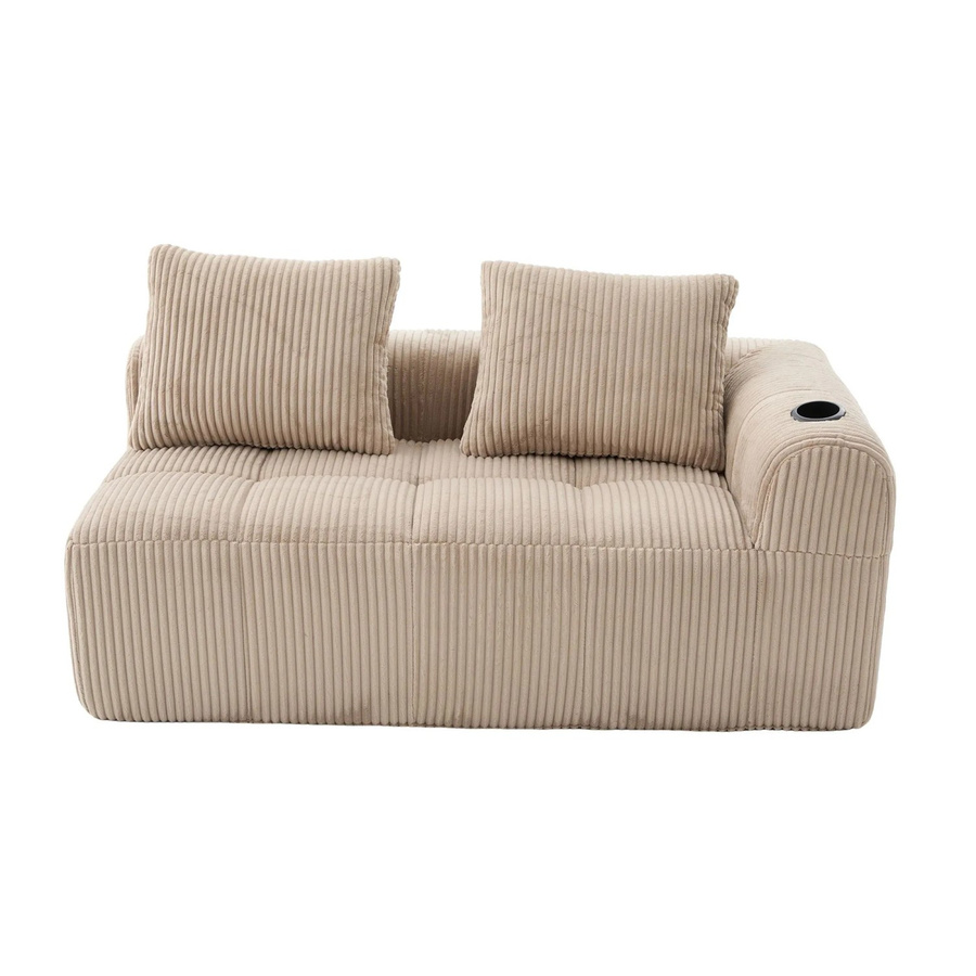 PXloue 2-Sitzer-Sofa aus Cord mit Getränkehalter und Seitentasche, Khaki - Bild 2