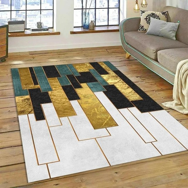 Karpetti Abstrakter Marmorteppich in Mehrfarbig, Rutschfest und Waschbar, B/T: 120 x 80 cm - Bild 1
