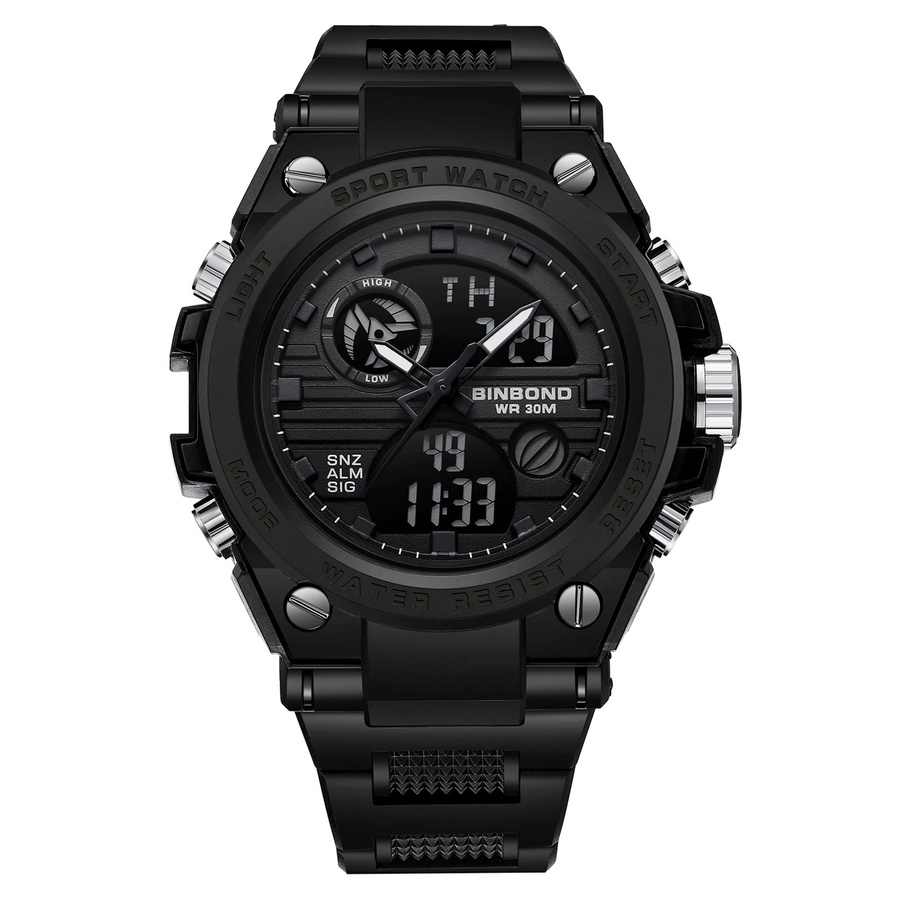 BINBOND Chronograph, Quarz, Schwarz, Silikon, Herren - Bild 7