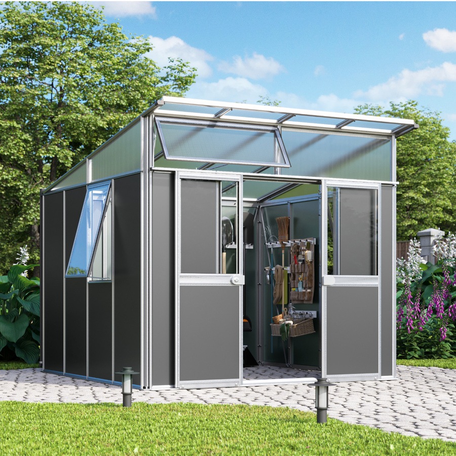 Vitavia Gerätehaus Kosmos aus Aluminium mit Pultdach in Anthrazit, 7,8 m² - Bild 2