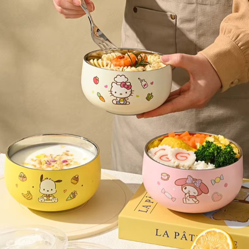 WUHE Sanrio Hello Kitty Kinderschüssel aus 316 Edelstahl mit Deckel, Mehrfarbig - Bild 2