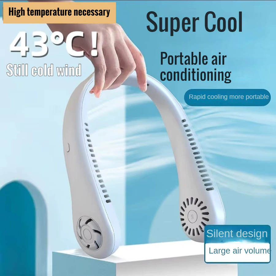 Abay Tragbarer Halsventilator ohne Rotorblätter, Mini USB-Ventilator für Büro und Outdoor, leise und kühlend, in Pink oder Weiß - Bild 2