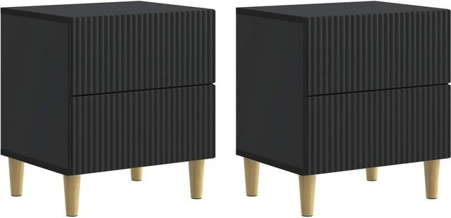 Set aus 2 vidaXL Nachttischen in Schwarz, modernes Design aus Holzwerkstoff, B/T/H: 43 x 34,5 x 48 cm - Bild 1