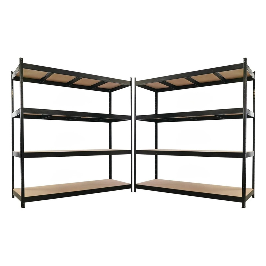 2er Set PROREGAL Profi Schwerlastregal HERCULES in Schwarz mit 4 MDF-Platten-Ebenen, B/T/H: 200 x 60 x 200 cm - Bild 2