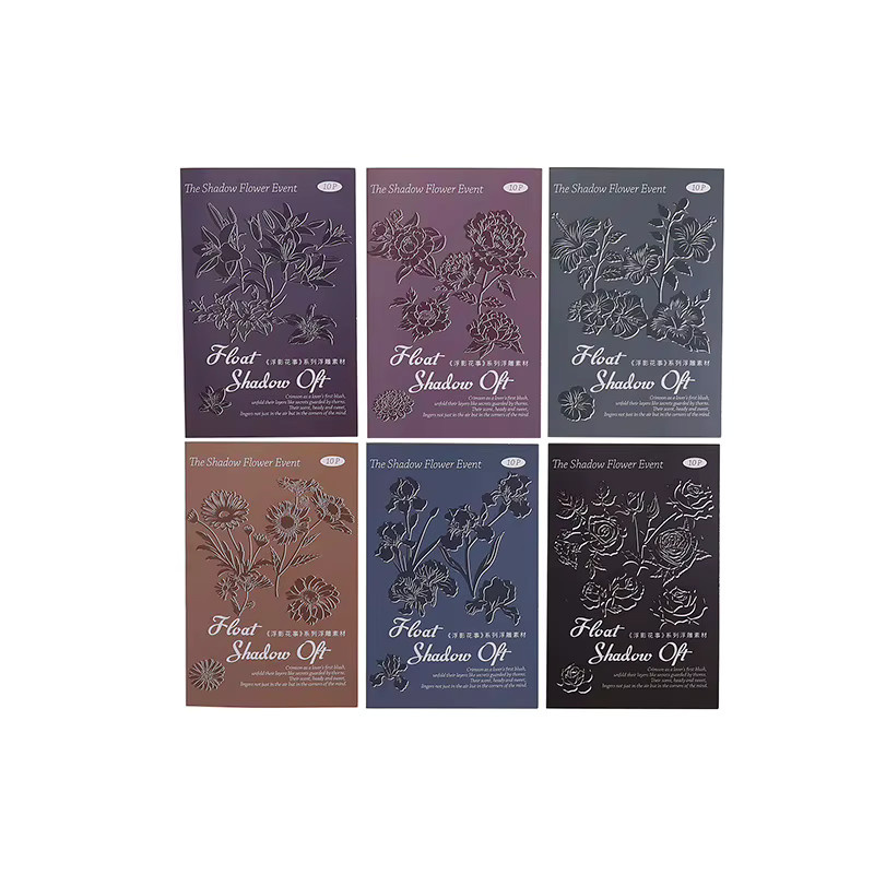 CBTstationery Scrapbook DIY Materialien Set mit 10 Blatt geprägten botanischen Aufklebern im Vintage-Design mit Schwimmenden Blumen - Bild 2