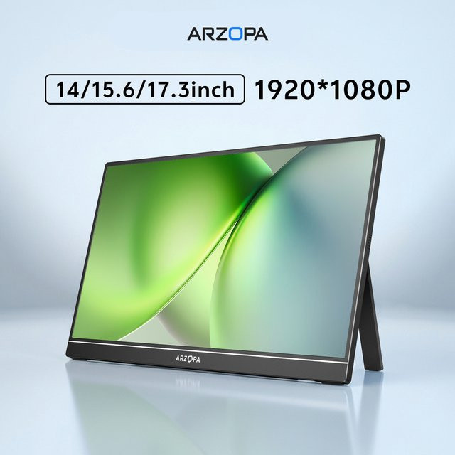 ARZOPA Tragbarer Monitor Full HD 1080P Mini Second Gaming Display in Schwarz für Laptop, PC, Mac, Xbox, PS und Switch, 14 Zoll - Bild 1
