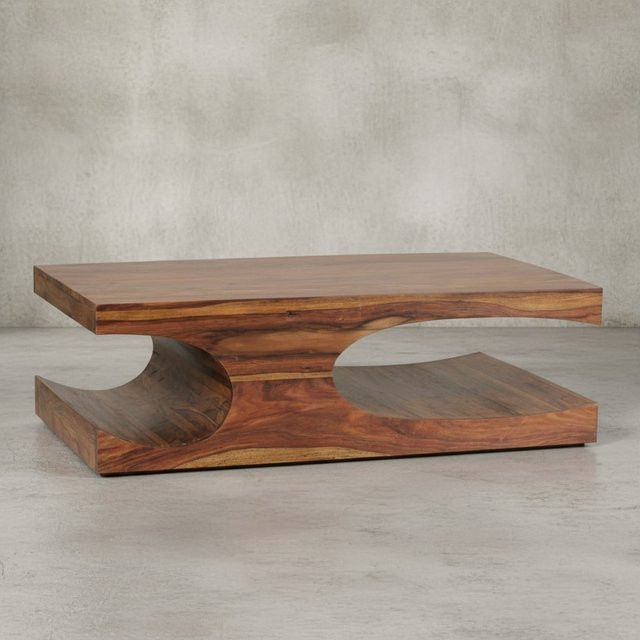 Couchtisch BOHA von KADIMA DESIGN aus Massivholz im Landhausstil, Braun, B/T/H: 118 x 70 x 38 cm - Bild 1