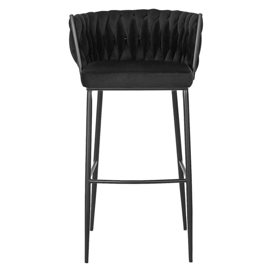 Barhocker WIPMEB FLORES in Schwarz mit Velourstoff und Steppung, B/H/T: 60 x 104,5 x 56 cm - Bild 2