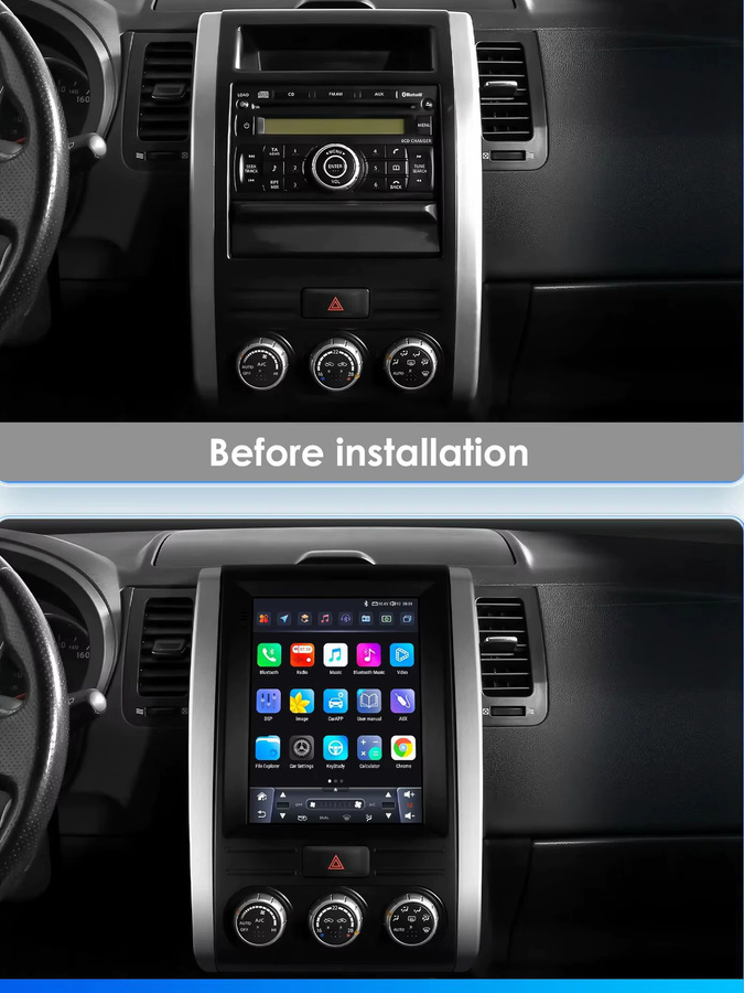 Hizpo Android Auto Multimedia Radio für Nissan X-Trail T31 MX6 2007-2015 mit 9,7 Zoll vertikalem Bildschirm, 4G und Carplay in Schwarz - Bild 5