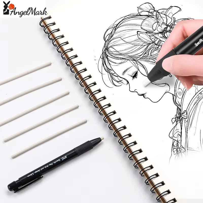 Mechanischer Präzisions-Radiergummi-Stift mit 3,8 mm Highlight-Radiergummi für Künstler und zum Skizzieren, nachfüllbar, Schwarz - Bild 3