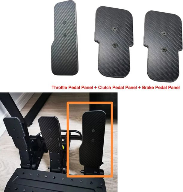 Carbonfaser Upgrade-Kit für Gas-, Brems- und Kupplungspedal-Panels zur Modifikation von Fanatec CSL und Moza SRP R5 Rennsimulations-Pedalen in Schwarz - Bild 1