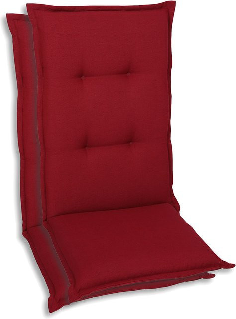 GO-DE TEXTIL 2er Set Hochlehner Gartenauflagen aus Polyester in Kirschrot - Bild 1