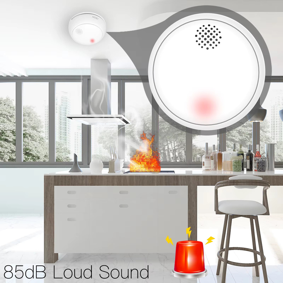 MOES ZigBee Rauchmelder in Weiß, kabelloser smarter Feuermelder mit 85 dB Alarm und App-Anbindung für deinen Sicherheitsschutz zu Hause - Bild 3