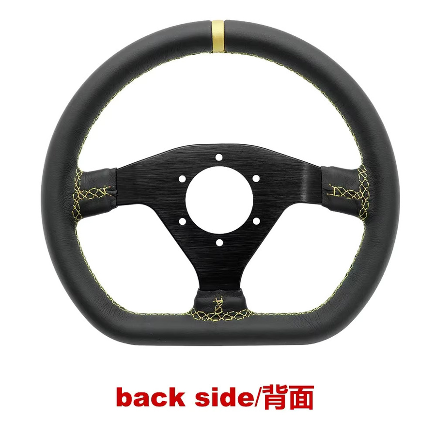 BANGCOOL Rennsport Lenkrad aus echtem Leder in Schwarz, Durchmesser: 30 cm - Bild 3
