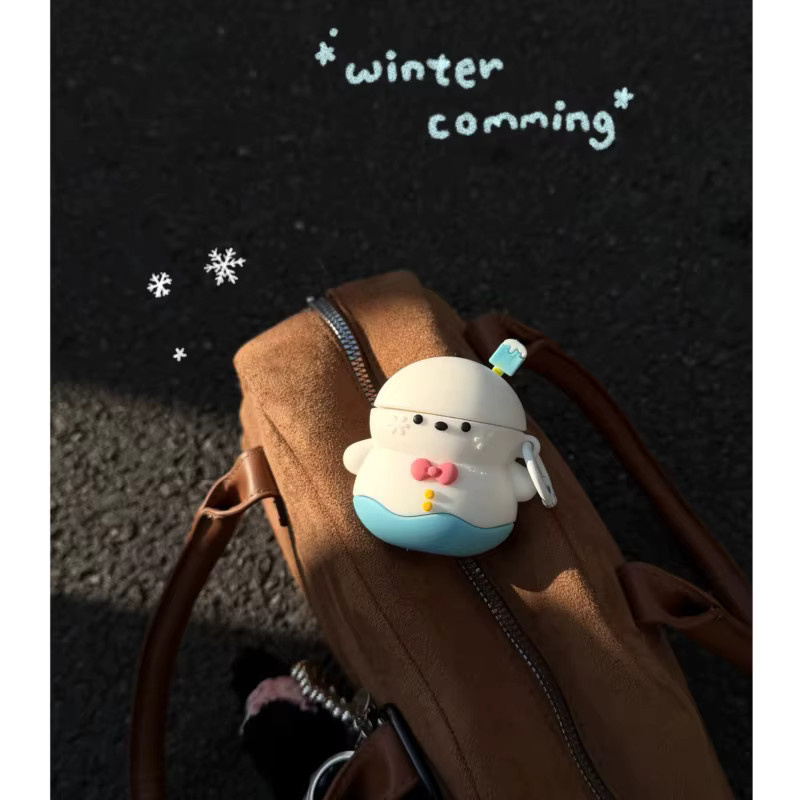 Niedrige 3D Cartoon Winter Schneemann Handyhülle aus Silikon für iPhone 17 16 15 14 13 12 Pro Max Plus in Weiß, stoßfeste Schutzhülle - Bild 4