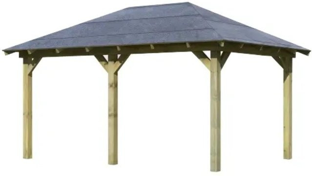 CHILLROI Pavillon Jalingo aus Massivholz inklusive Dachschindeln und Montagematerial in Schwarz/Braun - Bild 1