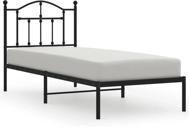 vidaXL Bettgestell aus Metall mit Kopfteil in Schwarz, B/T/H: 80 x 200 cm - Bild 1