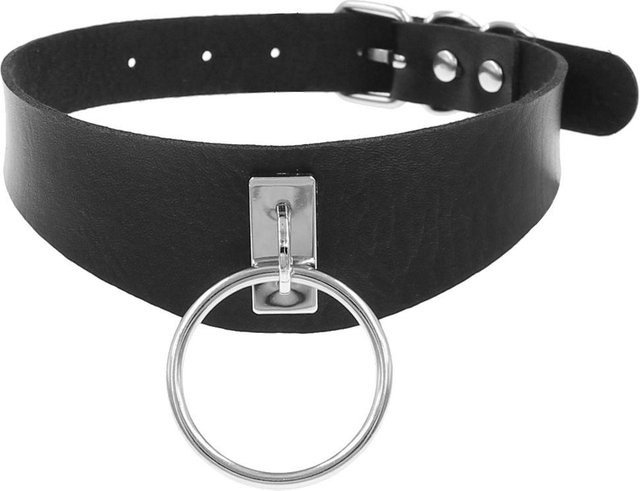 Halsband PU Leder, O-Ring, schwarz, Unisex - Bild 1