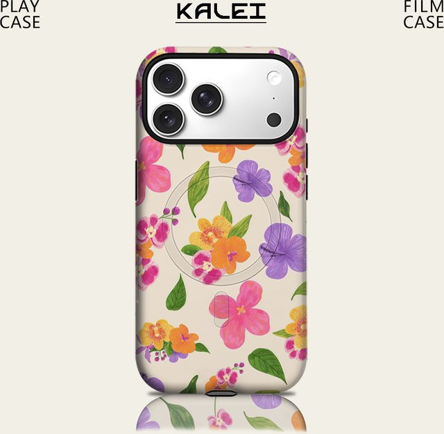 Robuste Handyhülle mit tropischer Blumenmischung für iPhone 17 16 15 14 13 Pro Max Plus von Potdemiel in Multicolour mit magnetischer ein- und zweilagiger Schutzfunktion - Bild 1