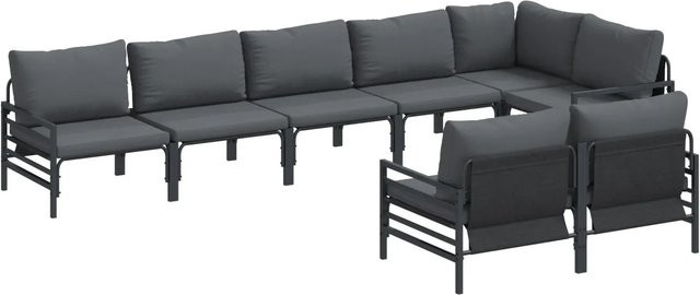 vidaXL Garten-Sofa-Set 8-teilig aus Stahl in Anthrazit - Bild 1