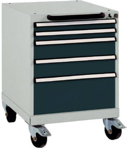Manuflex BASETEC Schubfachschrank SP1123.7016 mobil, anthrazit RAL 7016, mit 5 Schubfächern und Nutzhöhe: 50 cm - Bild 1