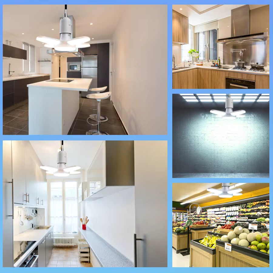 Szaoju Fächerförmige LED-Birne E27 mit 28W, faltbare LED-Lampe in Weiß, Cool White, für Wohnzimmer, Lager und Garage - Bild 4