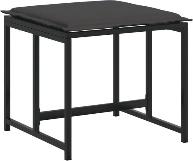 vidaXL Gartenhocker Set 4 Stück in Schwarz und Grau aus Stahl und Textilene - Bild 1