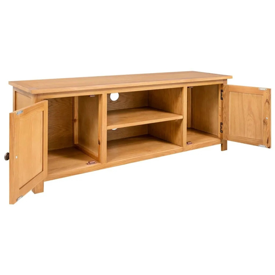 vidaXL TV-Schrank aus Massivholz Eiche in Braun, Modell 1, B/T/H: 110 x 35 x 44 cm - Bild 2